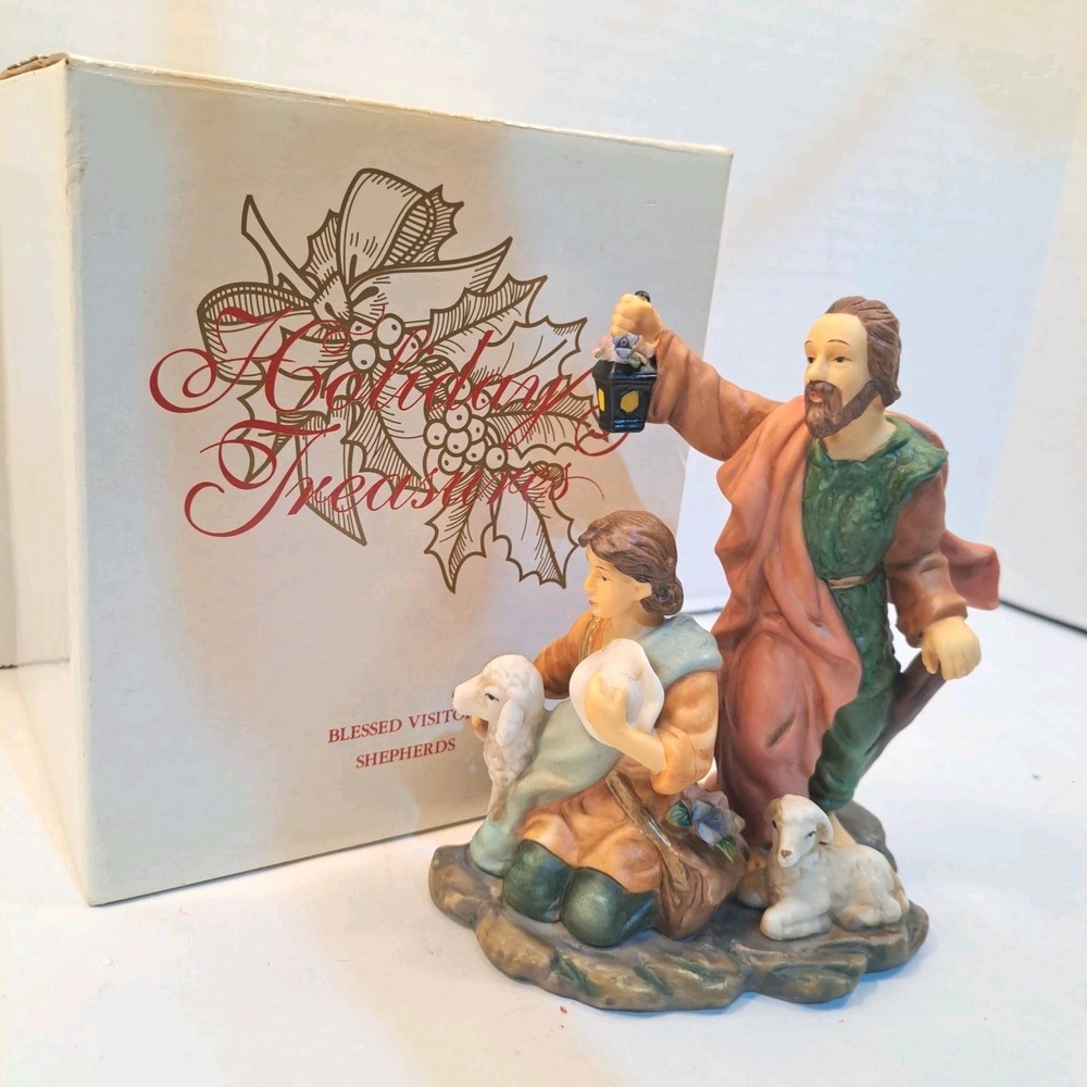 Avon Holiday Treasures Visting Shepherds Porcelain Figurine Boxed